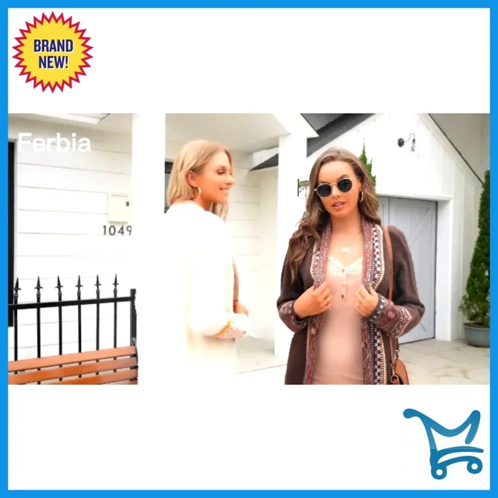 Boho Cardigan Sweater Long Open Front Maxi Knit Oversized Tassel Fringe - Picture 6 of 6